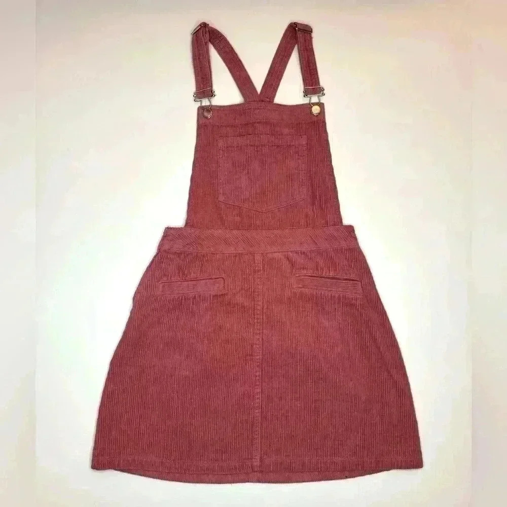 H&M Divided Corduroy Overall Mini Dress With Side Zipper & Front Pocket Size 4